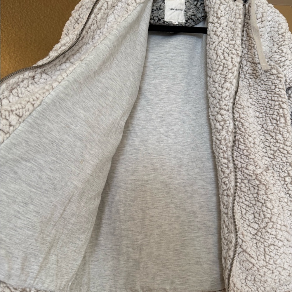 Thread & Supply Sherpa Jacket in Cream and Gray